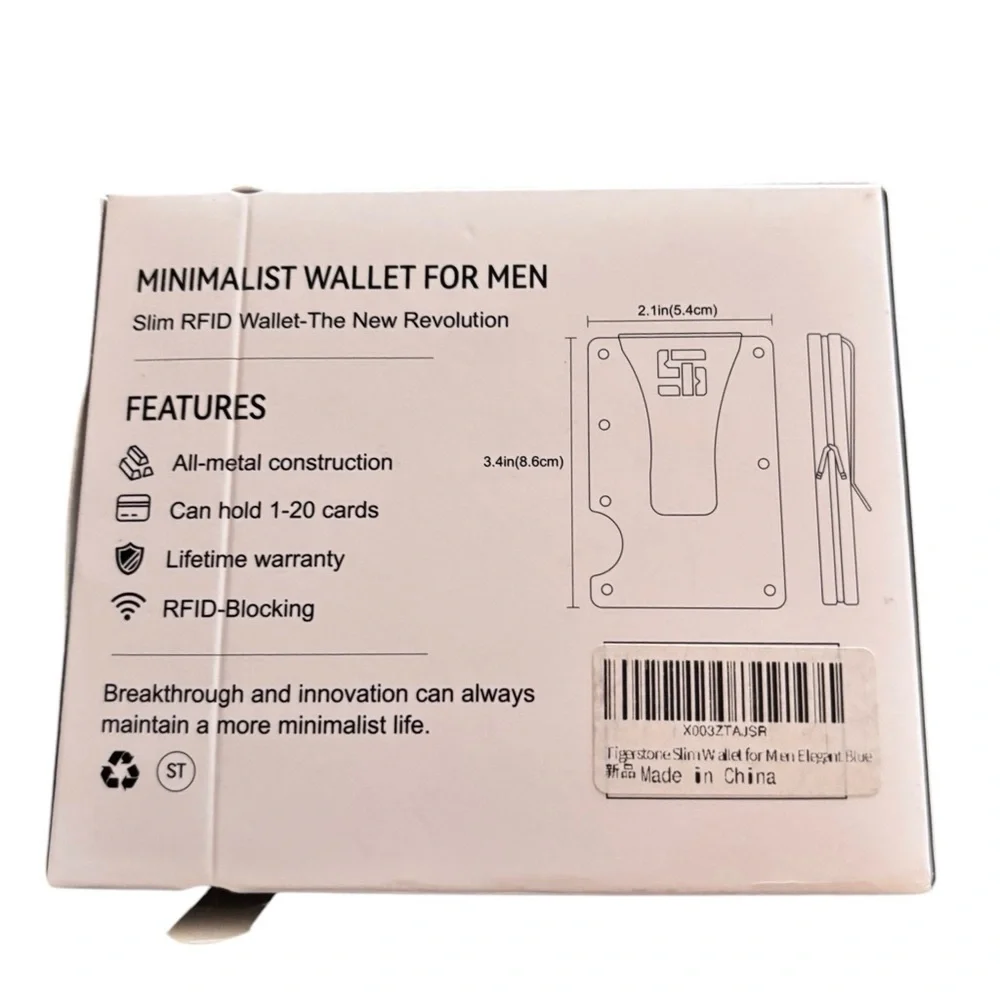 TIGERSTONE Minimalist Slim Metal Wallet Men RFID Blocking Holds 20 Cards Blue